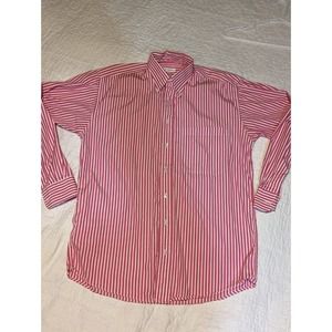 Bullock & Jones Men’s Shirt SIZE M Long Sleeve Striped Cotton Fuschia/White